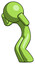 Green Design Mascot Man with Headache or Covering Ears Turned to His Left