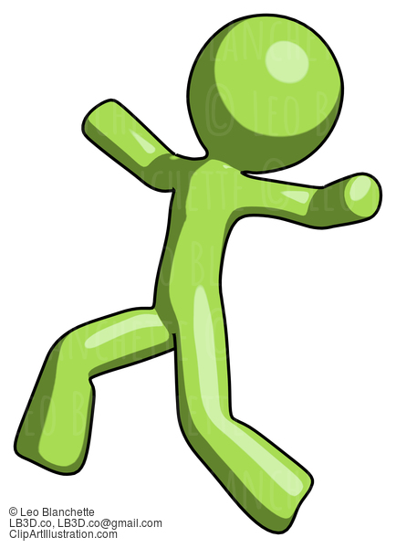 Green Design Mascot Man Running Away In Hysterical Panic Direction Left #10041