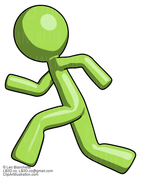 Green Design Mascot Man Running Fast Left #10052