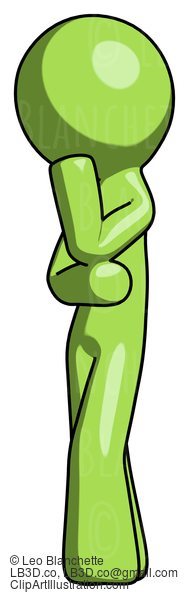 Green Design Mascot Man Thinking, Wondering, Or Pondering #10063