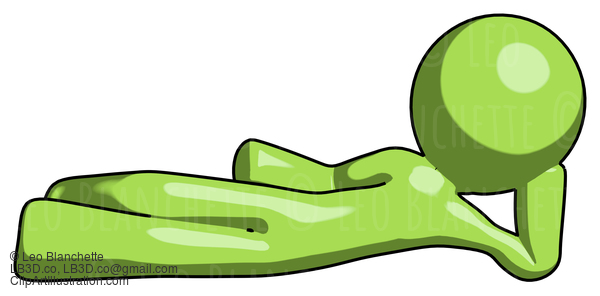 Green Design Mascot Man Reclined On Side #10066