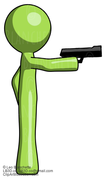 Green Design Mascot Man Firing A Handgun #10076