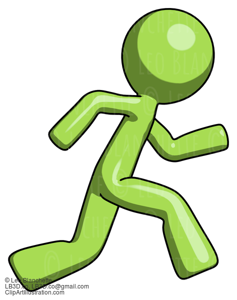 Green Design Mascot Man Running Fast Right #10077