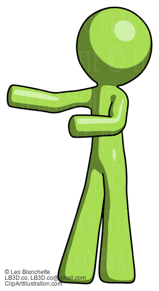 Green Design Mascot Man Presenting Something To His Right #10082