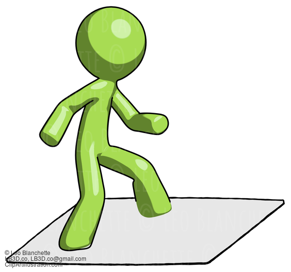 Green Design Mascot Man On Postage Envelope Surfing #10086