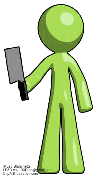 Green Design Mascot Man Holding Meat Cleaver #10088