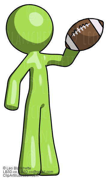 Green Design Mascot Man Holding Football Up #10090