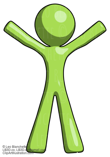 Green Design Mascot Man Surprise Pose, Arms And Legs Out #10093