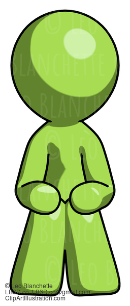 Green Design Mascot Man Squatting Facing Front #10094