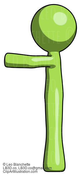 Green Design Mascot Man Pointing Left #10096