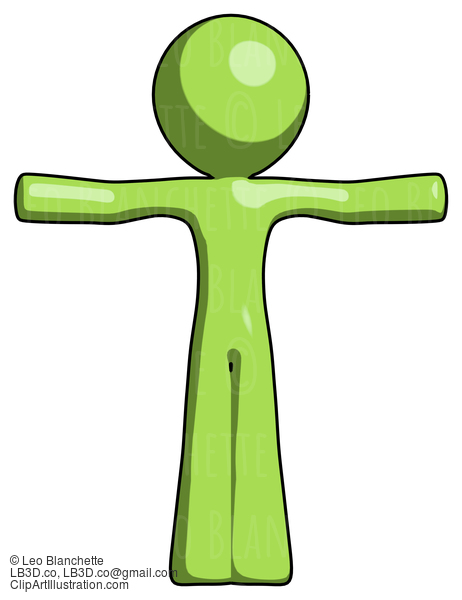 Green Design Mascot Man T-Pose Arms Up Standing #10099