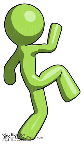 Green Design Mascot Man Kick Pose Start #10101