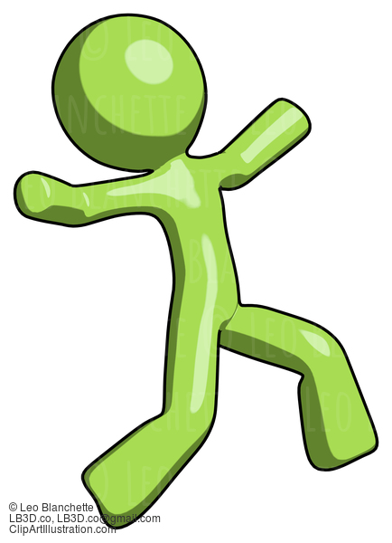 Green Design Mascot Man Running Away In Hysterical Panic Direction Right #10123