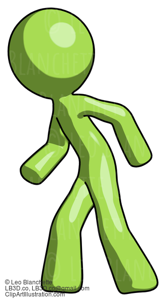 Green Design Mascot Man Suspense Action Pose Facing Left #9824