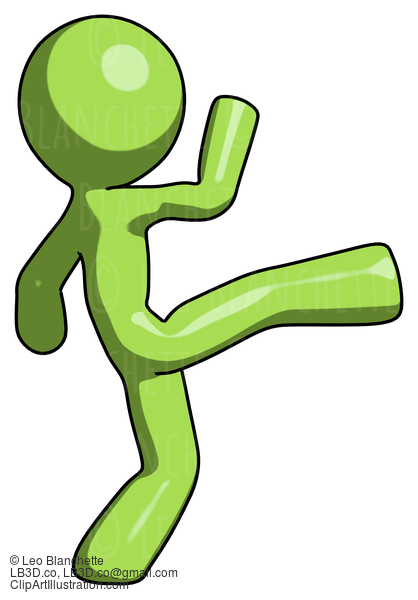 Green Design Mascot Man Kick Pose #9844