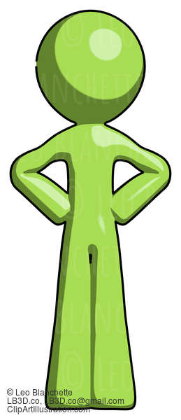 Green Design Mascot Man Hands On Hips #9850