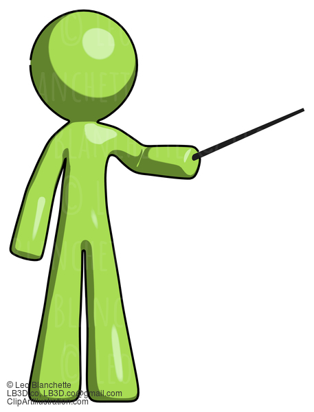 Green Design Mascot Man Teacher Or Conductor With Stick Or Baton Directing #9852