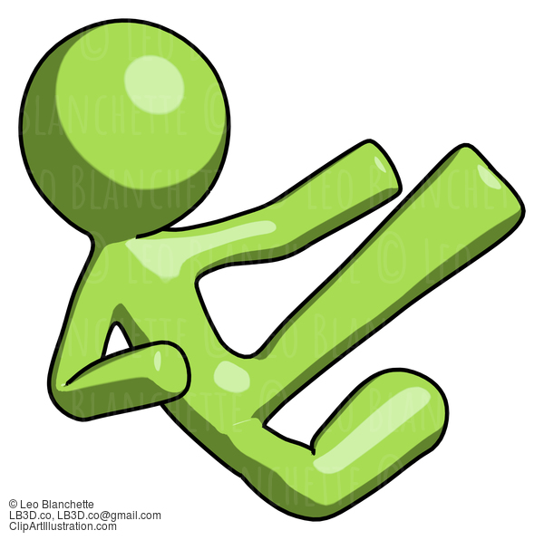 Green Design Mascot Man Flying Ninja Kick Right #9860