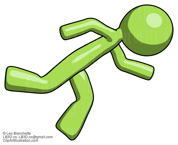 Green Design Mascot Man Running While Falling Down #9863