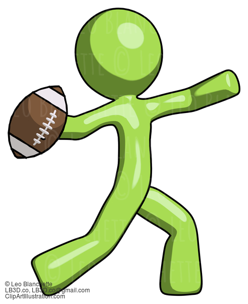 Green Design Mascot Man Throwing Football #9874