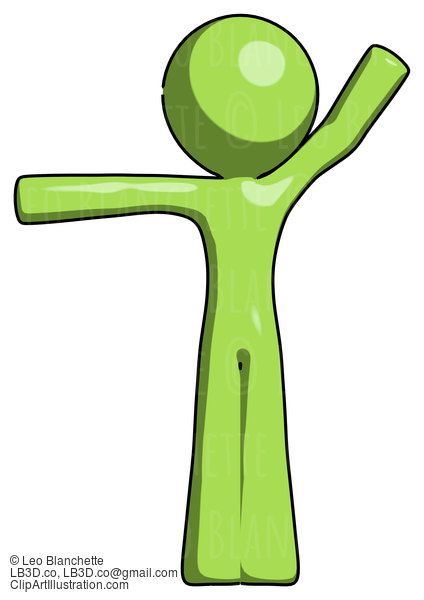 Green Design Mascot Man Directing Traffic Left #9878