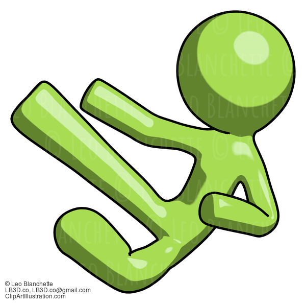 Green Design Mascot Man Flying Ninja Kick Left #9909