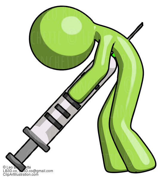 Green Design Mascot Man Lethal Injection, Impaled On Syringe #9914