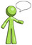 Green Design Mascot Man with word bubble talking chat icon