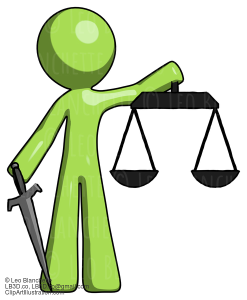 Green Design Mascot Man Justice Concept With Scales And Sword, Justicia Derived #9925