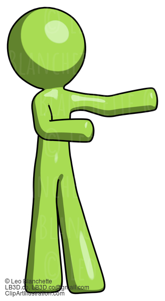 Green Design Mascot Man Presenting Something To His Left #9926