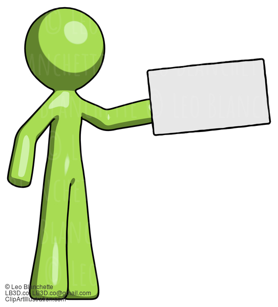 Green Design Mascot Man Holding Large Envelope #9939