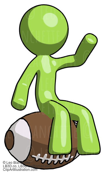 Green Design Mascot Man Sitting On Giant Football #9949