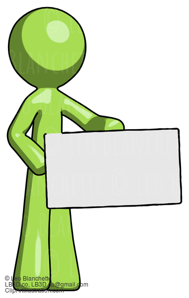 Green Design Mascot Man Presenting Large Envelope #9986