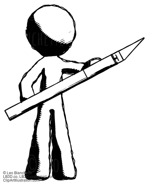 Ink Design Mascot Man Holding Large Scalpel #8617