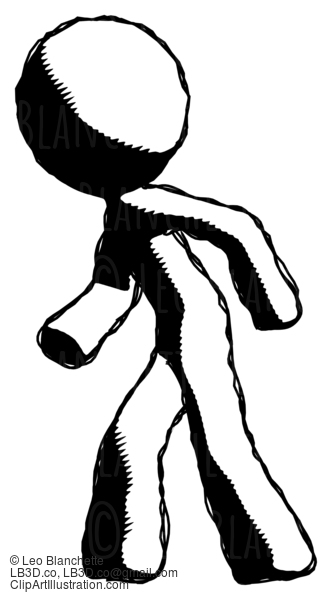 Ink Design Mascot Man Suspense Action Pose Facing Left #8636