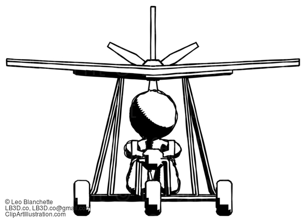 Ink Design Mascot Man In Ultralight Aircraft Front View #8637