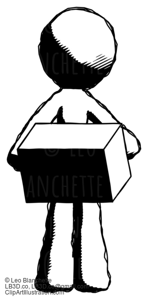 Ink Design Mascot Man Holding Box Sent Or Arriving In Mail #8646