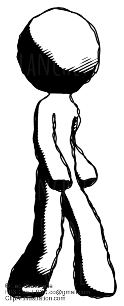 Ink Design Mascot Man Walking Turned Right Front View #8650