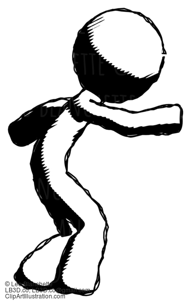 Ink Design Mascot Man Sneaking While Reaching For Something #8672