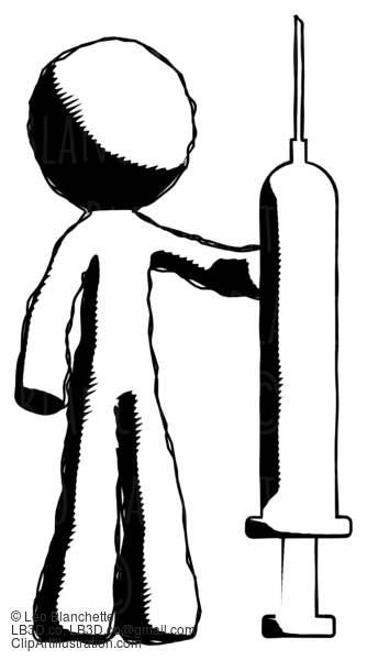 Ink Design Mascot Man Holding Large Syringe #8673