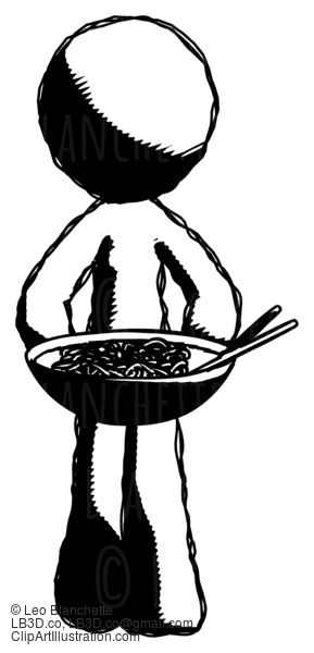 Ink Design Mascot Man Serving Or Presenting Noodles #8677