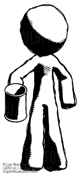 Ink Design Mascot Man Begger Holding Can Begging Or Asking For Charity #8678