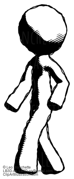 Ink Design Mascot Man Man Walking Turned Left Front View #8680