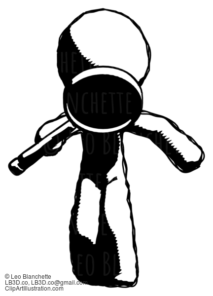 Ink Design Mascot Man Looking Down Through Magnifying Glass #8689