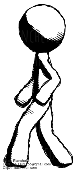 Ink Design Mascot Man Walking Left Side View #8692