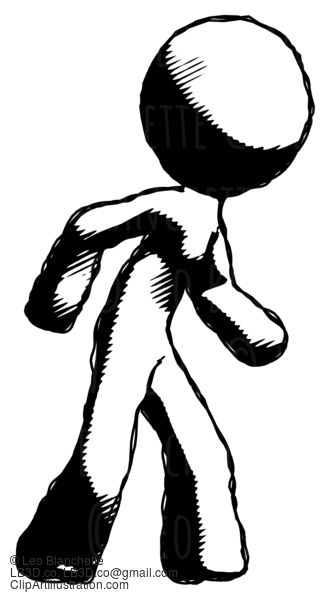 Ink Design Mascot Man Suspense Action Pose Facing Right #8694