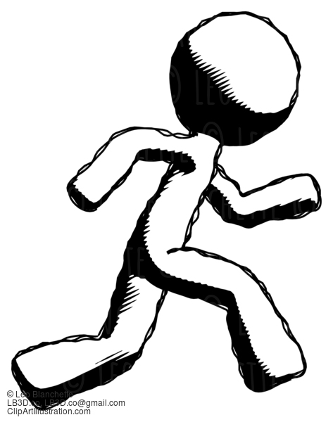 Ink Design Mascot Man Running Fast Right #8699