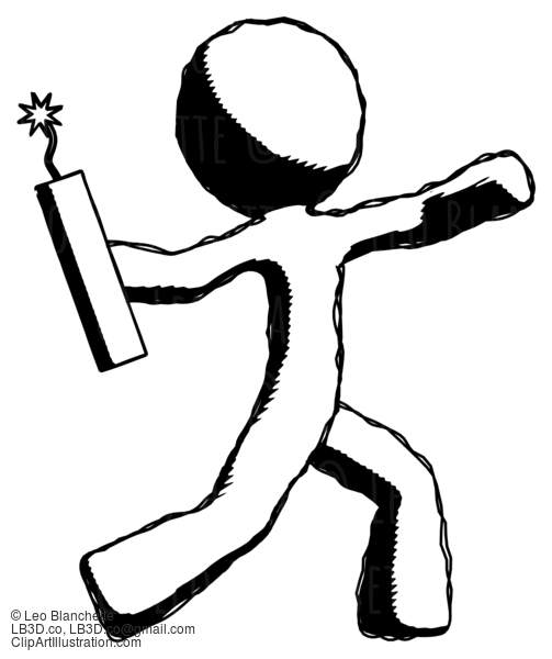 Ink Design Mascot Man Throwing Dynamite #8701