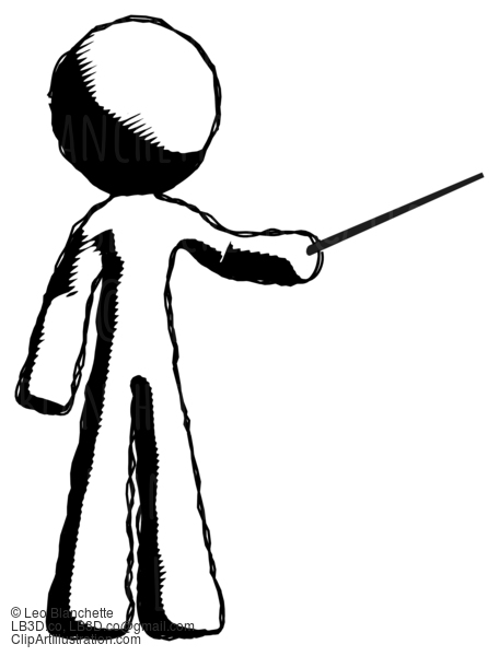 Ink Design Mascot Man Teacher Or Conductor With Stick Or Baton Directing #8712