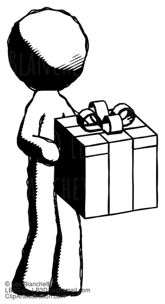 Ink Design Mascot Man Giving A Present #8733